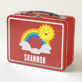NEW!弁当箱 – Rainbow Sun (add name) Metal Red メタルランチボックス (正面)