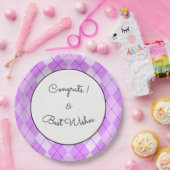 NEW-春-美しい – ピンアーガイルク – おめでとう_テンプレート ペーパープレート (パーティー)