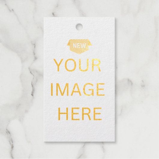 NEW! 箔製ギフトタグ ゴールド - レクタングル - 10個セット ギフトタグ (正面)