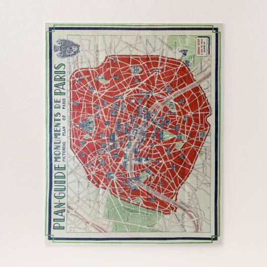 NEW!1940年代パリのモニュメントの地図 ジグソーパズル (縦)