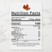 NEW 2020メープルシロップ葉の事前計算された栄養 フードラベル (シングルラベル)