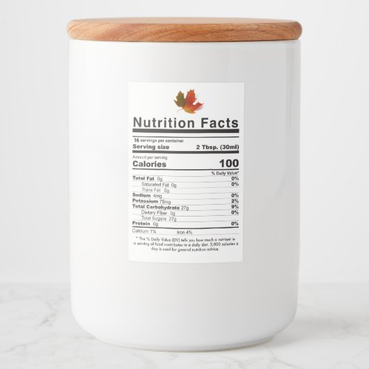 NEW 2020メープルシロップ葉の事前計算された栄養 フードラベル (正面)