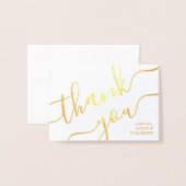 New Address 結婚's Photoシンプル Script Thank 箔カード (封筒付き正面)