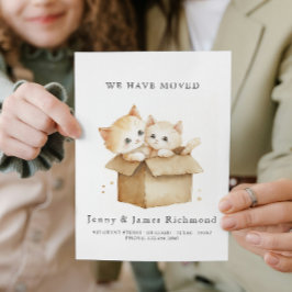 New Address Cute Cats in Carboard Box 案内状