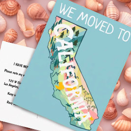 NEW ADDRESS Move California州図解入りの、写真付きのマップ ポストカード