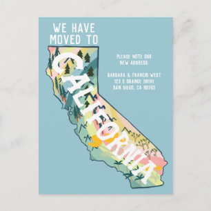 NEW ADDRESS Moved to California州マップ ポストカード