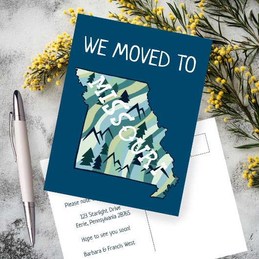 NEW ADDRESS Moving Missouri州マップ ポストカード