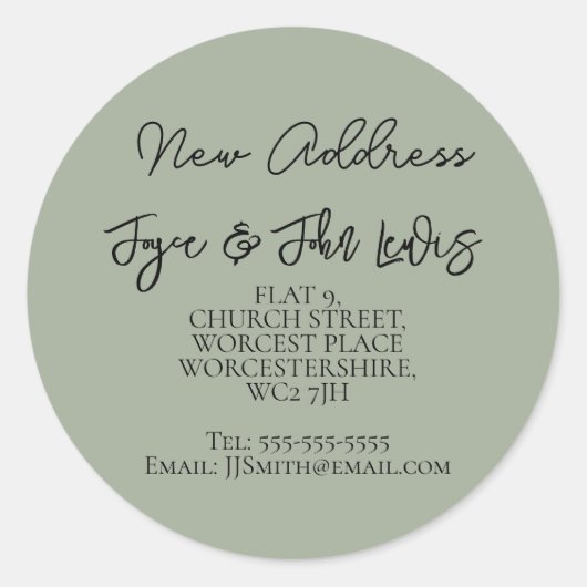 New Address Sticker Change of address sticker ラウンドシール (正面)