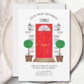 New Address Watercolor Red Door  案内状