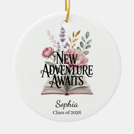 New Adventure Awaits Graduation Personalized セラミックオーナメント (正面)
