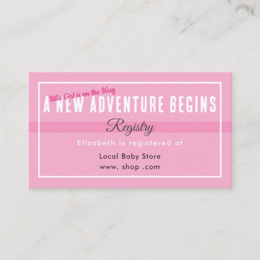 New Adventure Begins Pink Registry Enclosure Card エンクロージャーカード (正面)