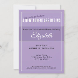 New Adventure Begins Purple Babyshower Invitation 招待状