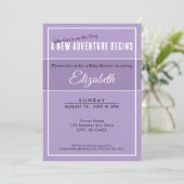 New Adventure Begins Purple Babyshower Invitation 招待状 (スタンド正面)