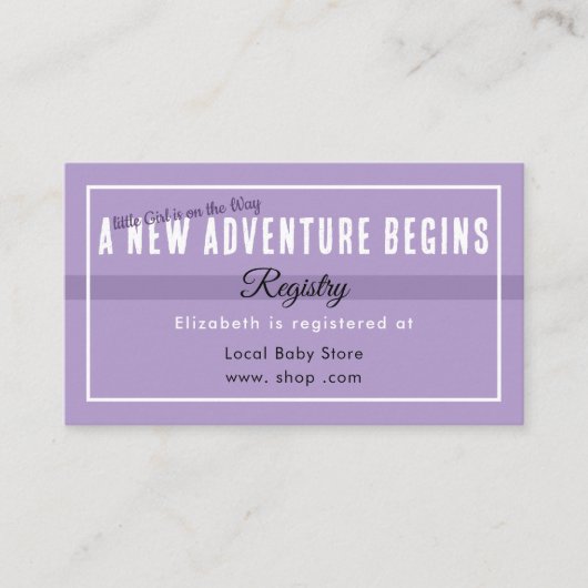 New Adventure Purple Registry Enclosure Card エンクロージャーカード (正面)
