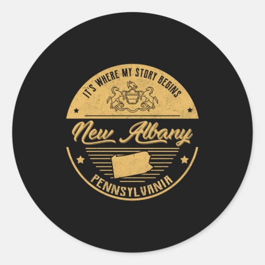 New Albany Pennsylvania Its Where My Story Begins ラウンドシール (正面)