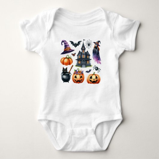 new baby born, custom baby name, Halloween  ベビーボディスーツ (正面)