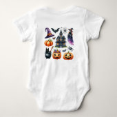 new baby born, custom baby name, Halloween  ベビーボディスーツ (裏面)