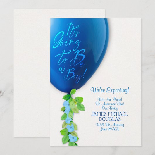 New Baby Boy Announcement Card 案内状 (正面/裏面)