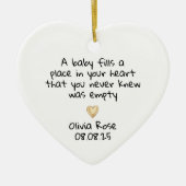 New Baby First Christmas Gold Heart セラミックオーナメント (正面)