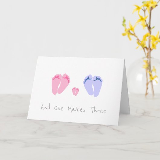 New Baby Girl - And One Makes Three カード (黄色い花)