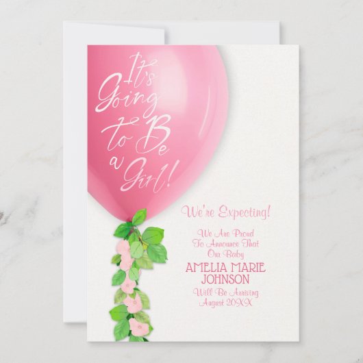 New Baby Girl Announcement Card 案内状 (正面)