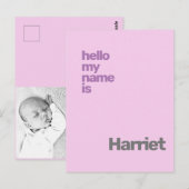 new baby girl birth announcement custom ポストカード (正面/裏面)