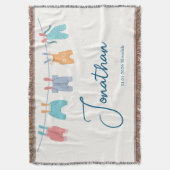 New Baby, Name, Date, Minimal Cute Clothline スローブランケット (正面縦)