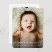 New Baby Photo Simple Heart Modern Birth 案内状 (正面/裏面)