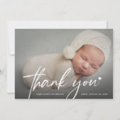 New Baby Photo Thank you Heart Modern Birth サンキューカード (正面)