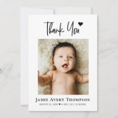 New Baby Photo Thank you Modern Heart Birth 案内状 (正面)