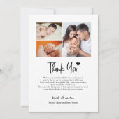 New Baby Photos Thank you Heart Modern Birth 案内状 (裏面)