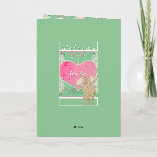 New Baby w/Elephant Folded Greeting Card カード (裏面)