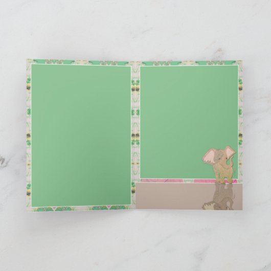 New Baby w/Elephant Folded Greeting Card カード (内部)