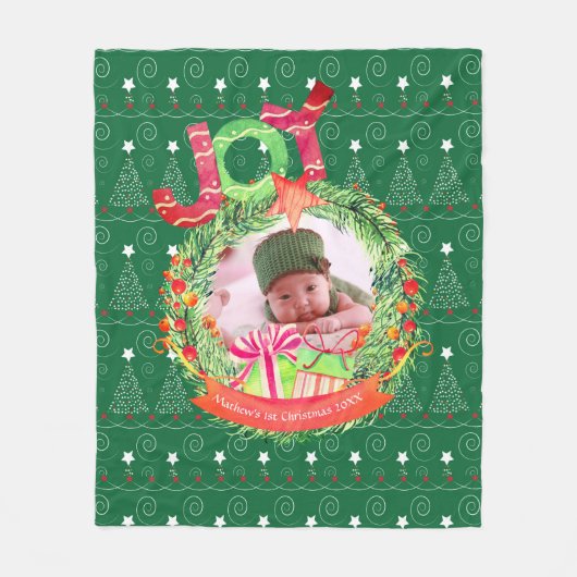 NEW Babys 1st Christmas Keepsake PHOTO Blankie フリースブランケット (正面)
