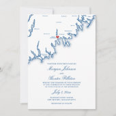 New Bedford MA Map Elegant Navy Blue Wedding 招待状 (正面)