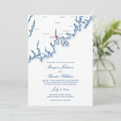 New Bedford MA Map Elegant Navy Blue Wedding 招待状 (スタンド正面)