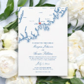 New Bedford MA Map Elegant Navy Blue Wedding 招待状