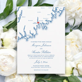 New Bedford MA Map Elegant Navy Blue Wedding 招待状