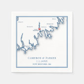 New Bedford MA Map Navy Blue Wedding スタンダードカクテルナプキン (正面)