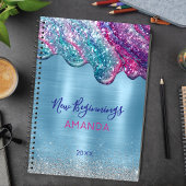 New beginning dusty blue purple drips large custom ノートブック