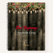 New beginning Rustic Country greenery lights large ノートブック (正面)