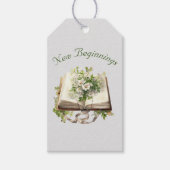 New Beginningsフローラオープンブック結婚ズ ギフトタグ (正面)