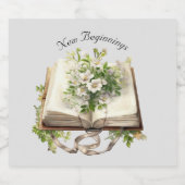 New Beginningsフローラオープンブック結婚ズ リキュールボトルラベル (シングルラベル)