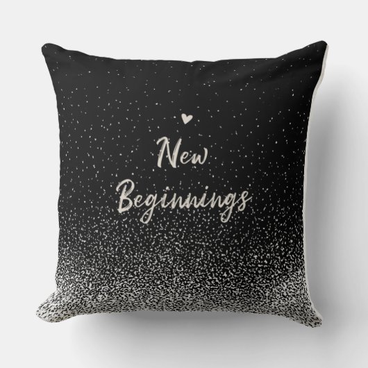 New Beginnings Black and White Inspirational Quote クッション (正面)