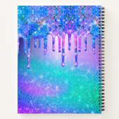 New beginnings blue ombre drips monogram large ノートブック (裏面)