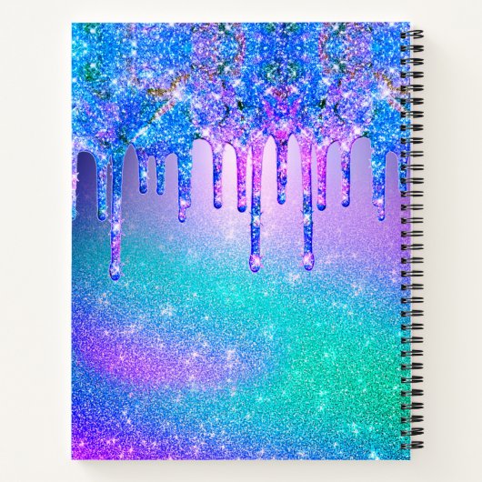 New beginnings blue ombre drips monogram large ノートブック (裏面)