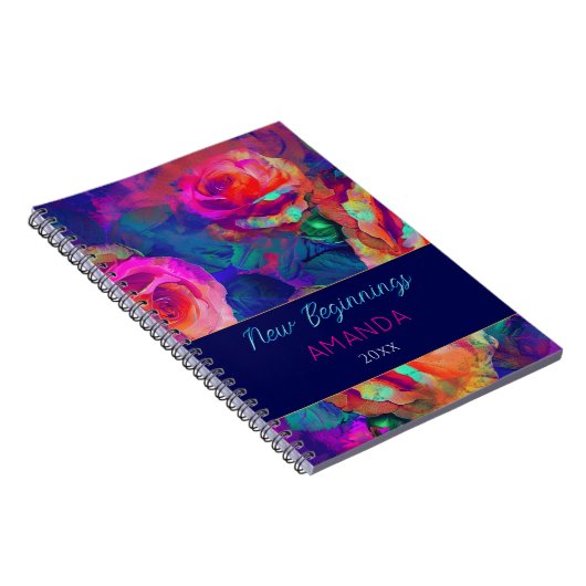 New beginnings colorful bright flowers custom ノートブック (右側)
