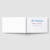 new beginnings couple wedding name date blue retro ゲストブック (全面)