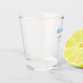 new beginnings couple wedding name date blue retro ショットグラス (左)