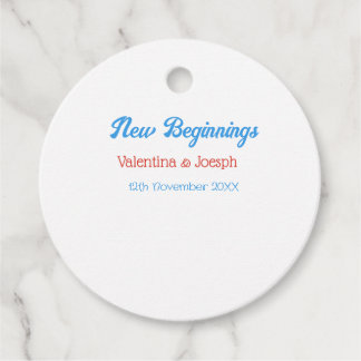 new beginnings couple wedding name date blue retro フェイバータグ